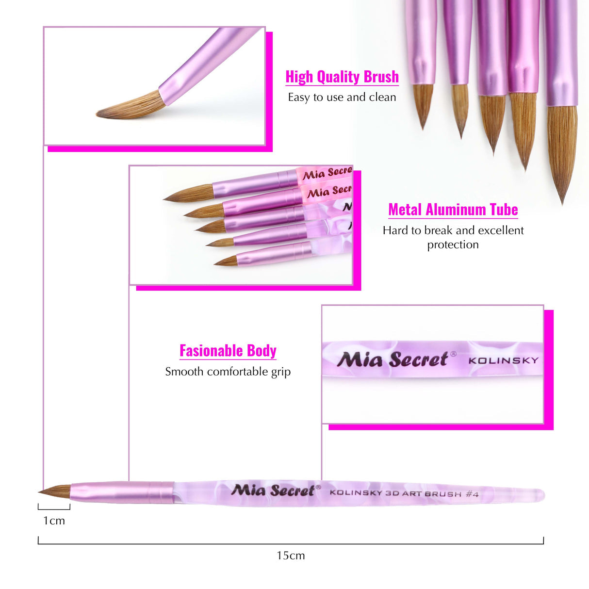 3D Kolinsky Nail Brush - #6