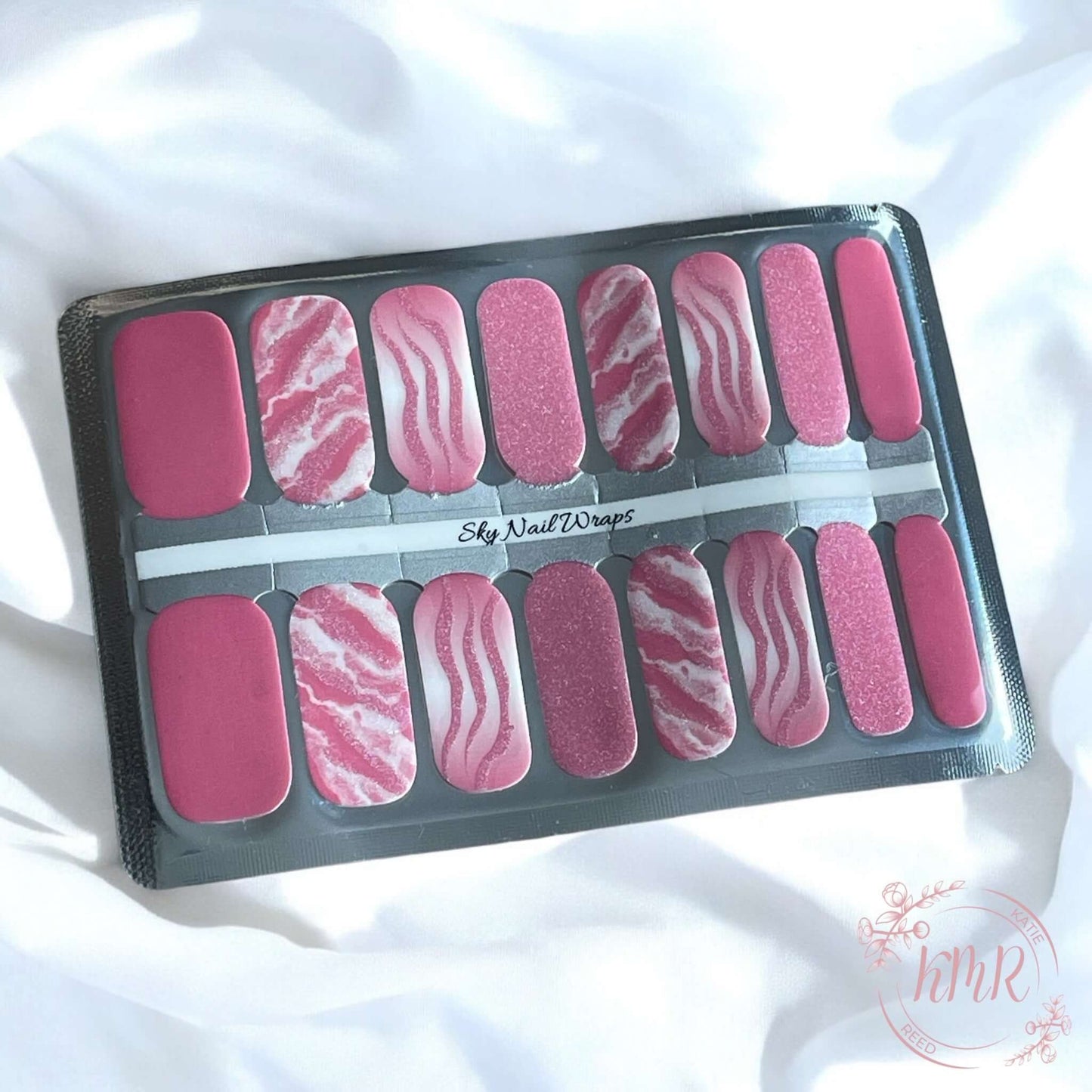 Semi Cured Gel Nail Stickers – Pink Marble Design