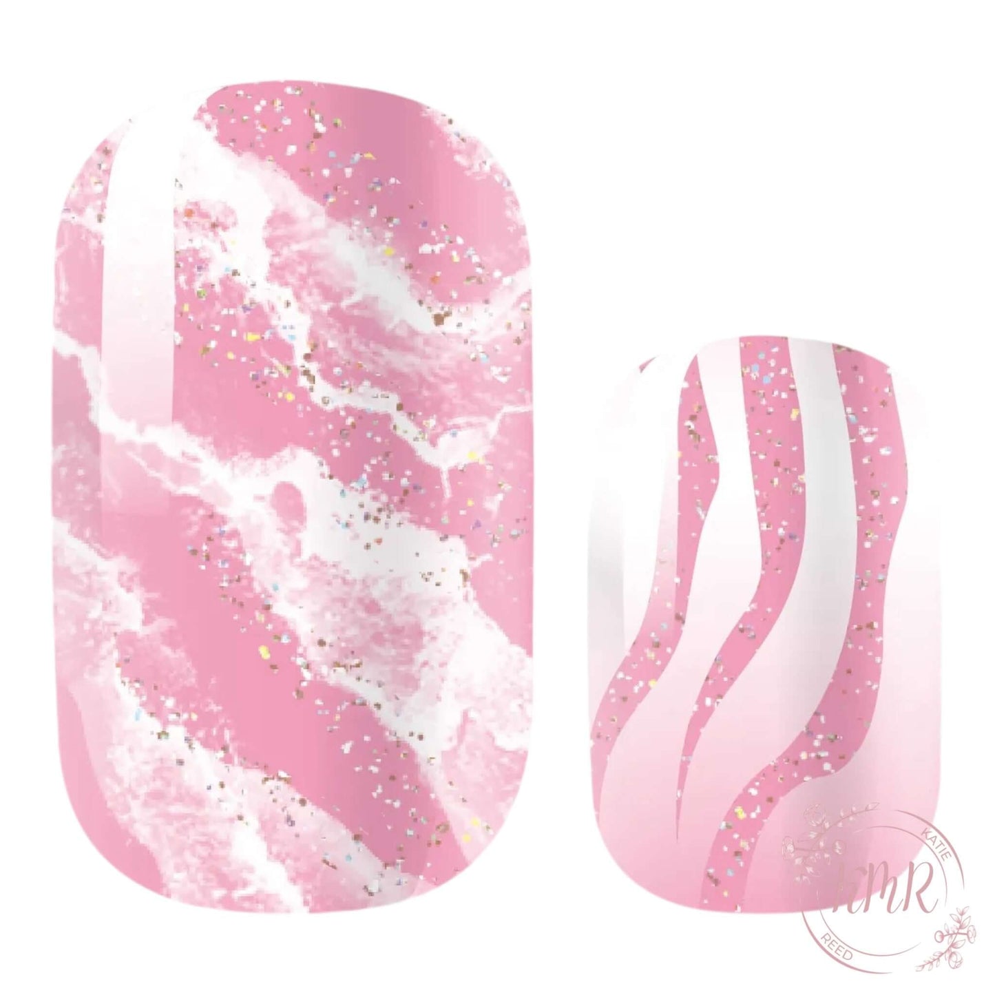 Semi Cured Gel Nail Stickers – Pink Marble Design