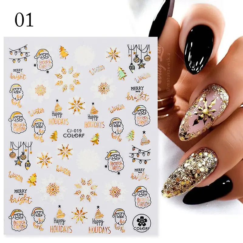 5D Snowflake Nail Stickers – Winter & Christmas Nail Art Decals