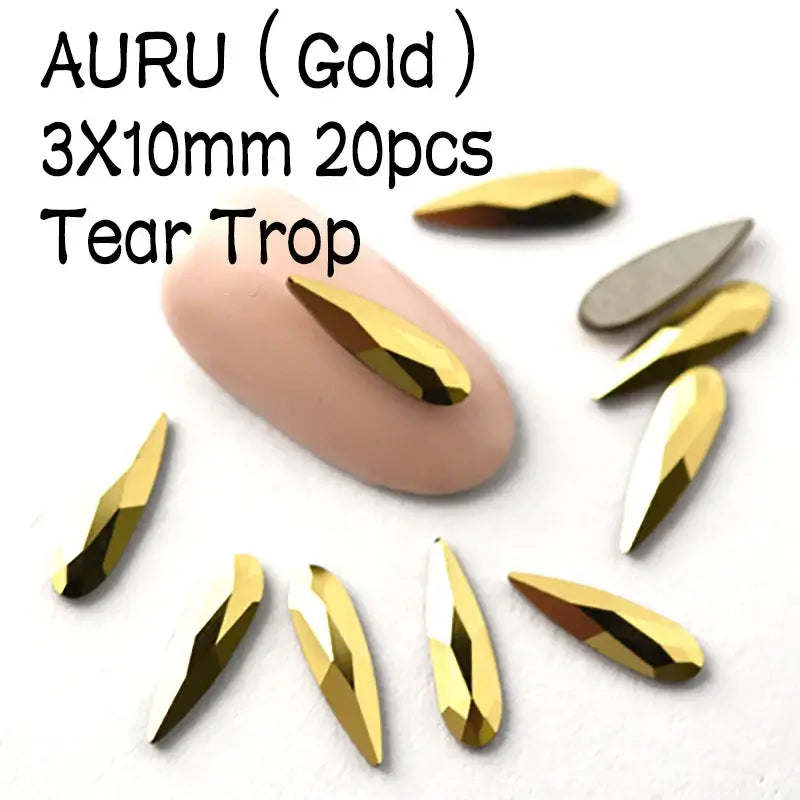 Raindrop Nail Rhinestones – Flatback Glitter Glass 3D Nail Charms