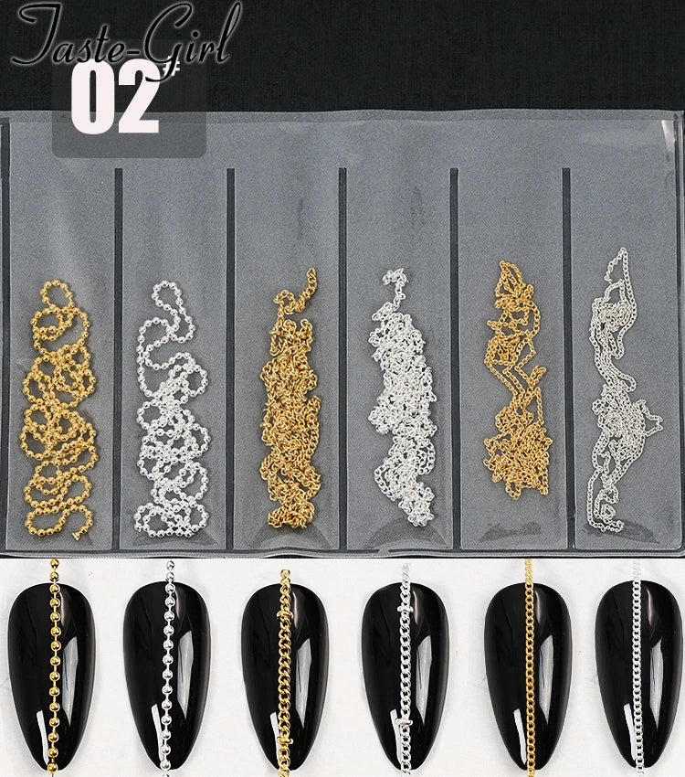 Nail Art Chains Mixed Gold & Silver – 3D Nail Art Decorations