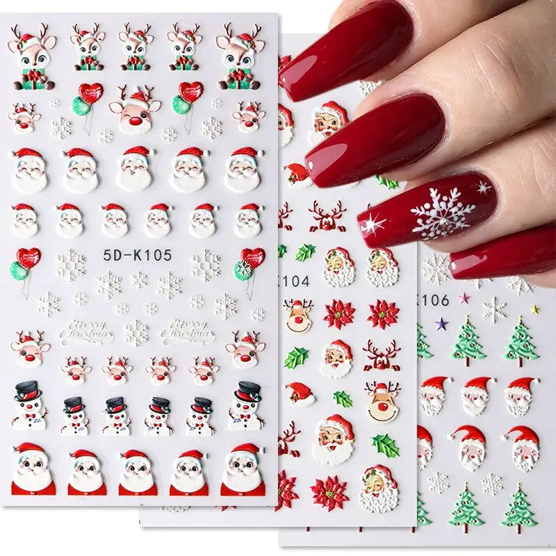 5D Snowflake Nail Stickers – Winter & Christmas Nail Art Decals