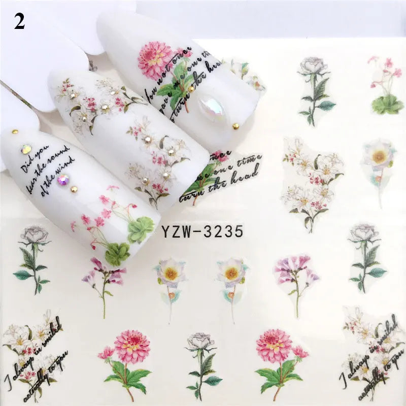 Nail Water Stickers – 3D Flower & Flamingo DIY Art