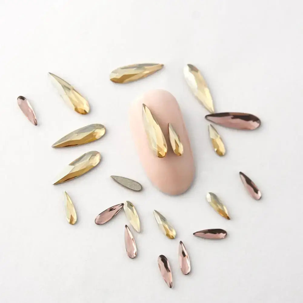 Raindrop Nail Rhinestones – Flatback Glitter Glass 3D Nail Charms