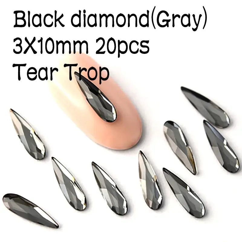 Raindrop Nail Rhinestones – Flatback Glitter Glass 3D Nail Charms