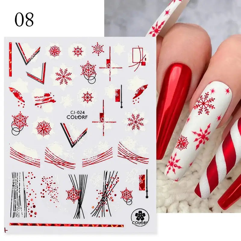 5D Snowflake Nail Stickers – Winter & Christmas Nail Art Decals