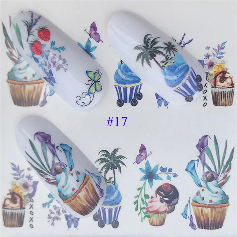 Nail Water Stickers – 3D Flower & Flamingo DIY Art