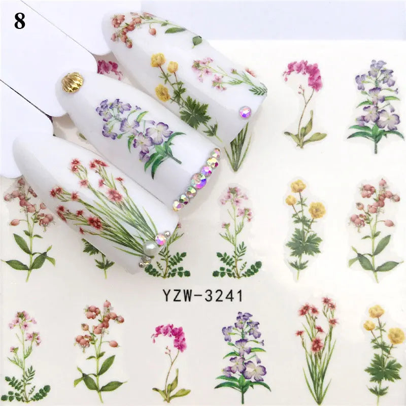 Nail Water Stickers – 3D Flower & Flamingo DIY Art