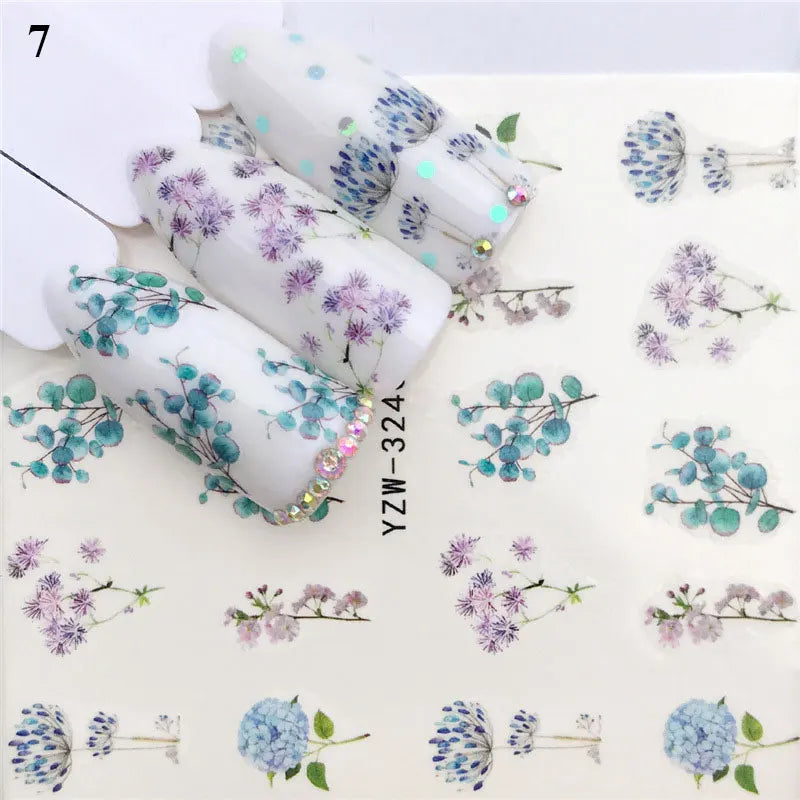 Nail Water Stickers – 3D Flower & Flamingo DIY Art