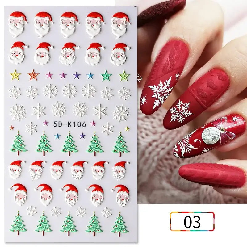 5D Snowflake Nail Stickers – Winter & Christmas Nail Art Decals