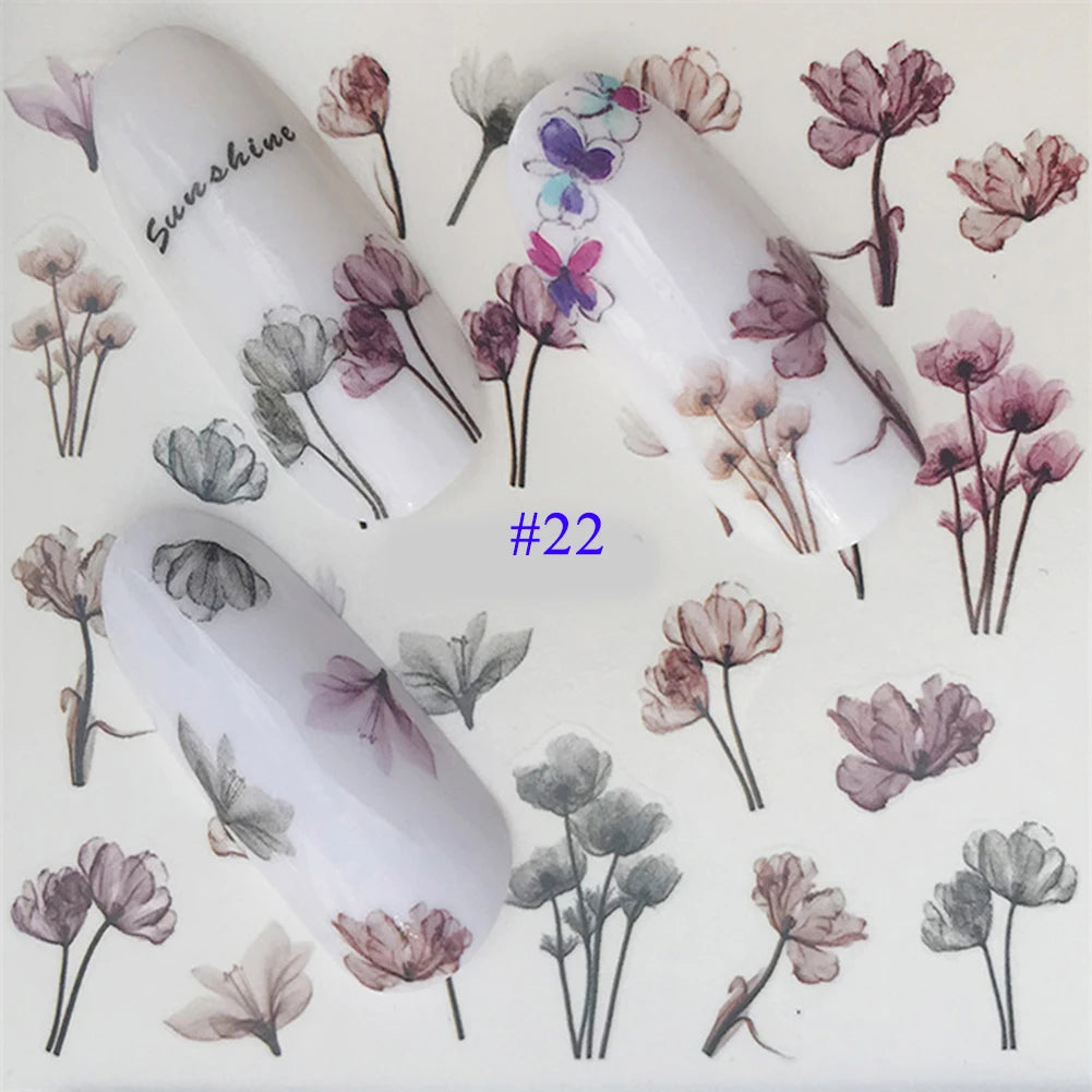 Nail Water Stickers – 3D Flower & Flamingo DIY Art