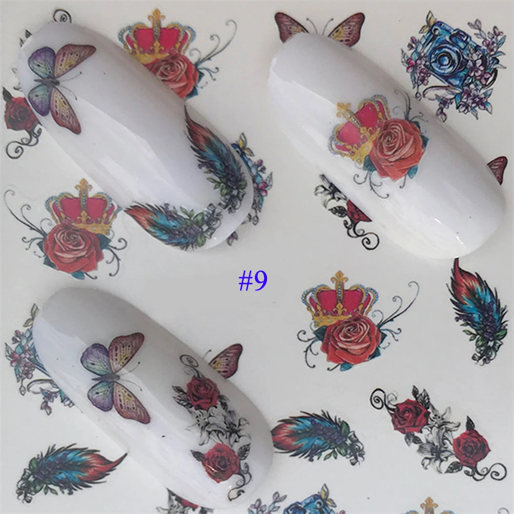 Nail Water Stickers – 3D Flower & Flamingo DIY Art