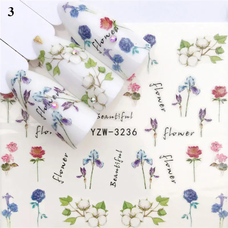 Nail Water Stickers – 3D Flower & Flamingo DIY Art