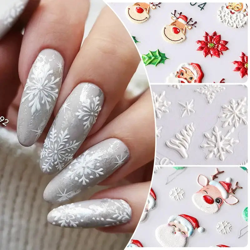 5D Snowflake Nail Stickers – Winter & Christmas Nail Art Decals