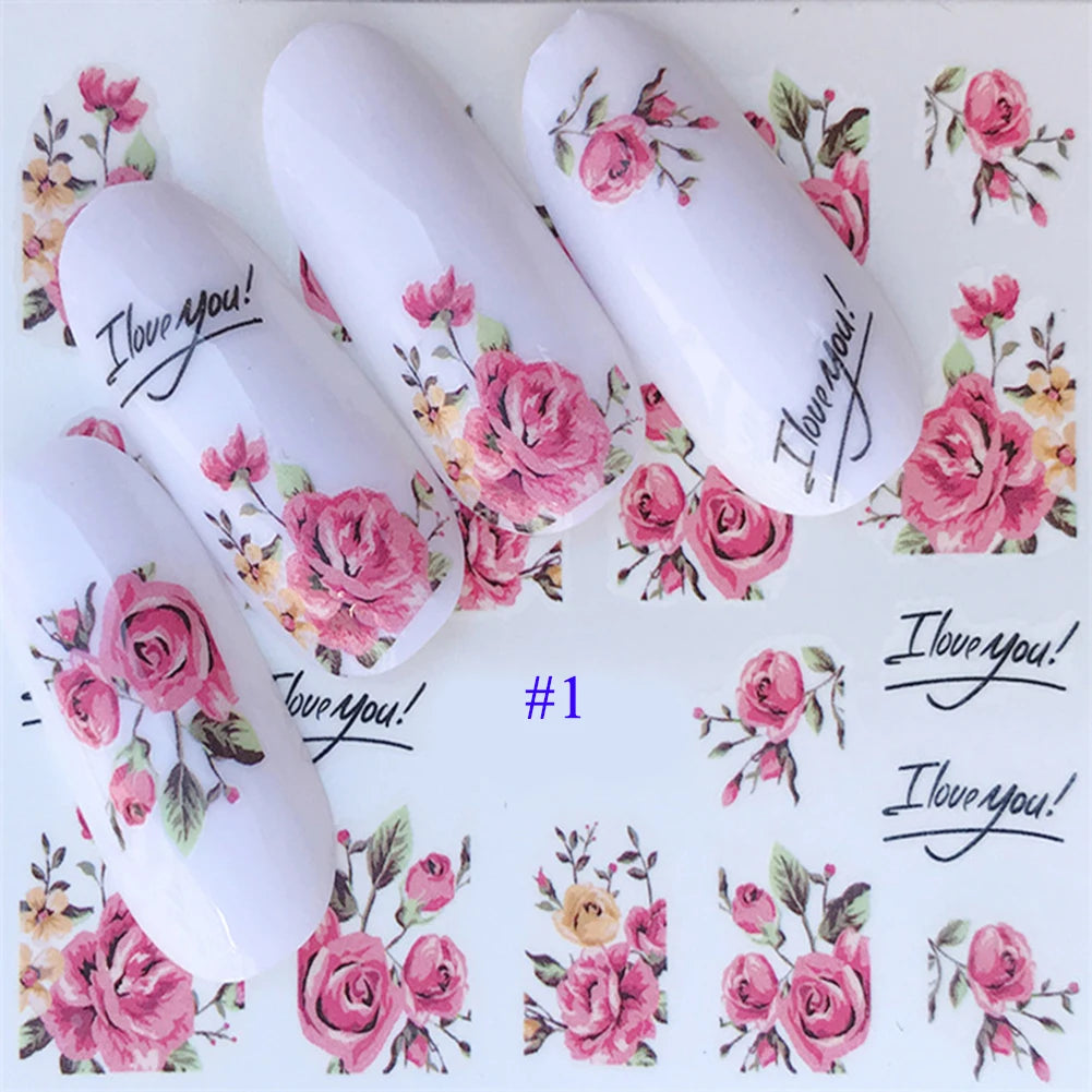 Nail Water Stickers – 3D Flower & Flamingo DIY Art
