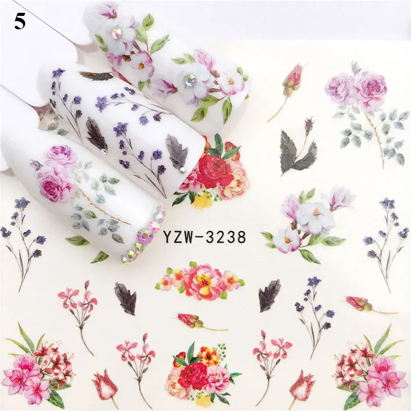 Nail Water Stickers – 3D Flower & Flamingo DIY Art