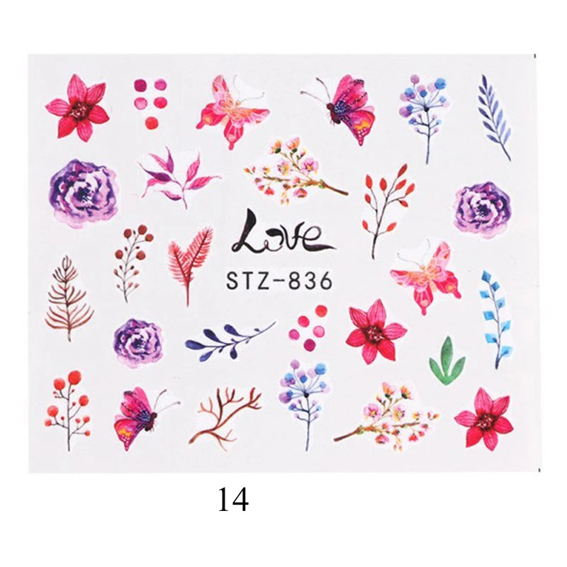 Nail Water Stickers – 3D Flower & Flamingo DIY Art