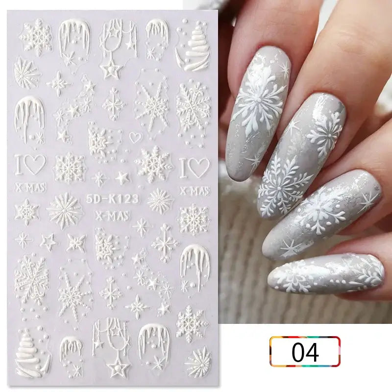 5D Snowflake Nail Stickers – Winter & Christmas Nail Art Decals
