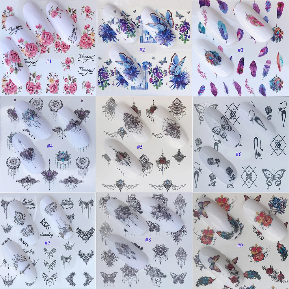 Nail Water Stickers – 3D Flower & Flamingo DIY Art
