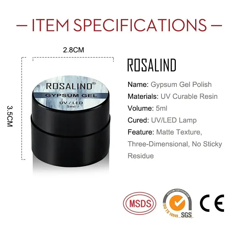 ROSALIND White Gypsum Gel for 3D Nail Art