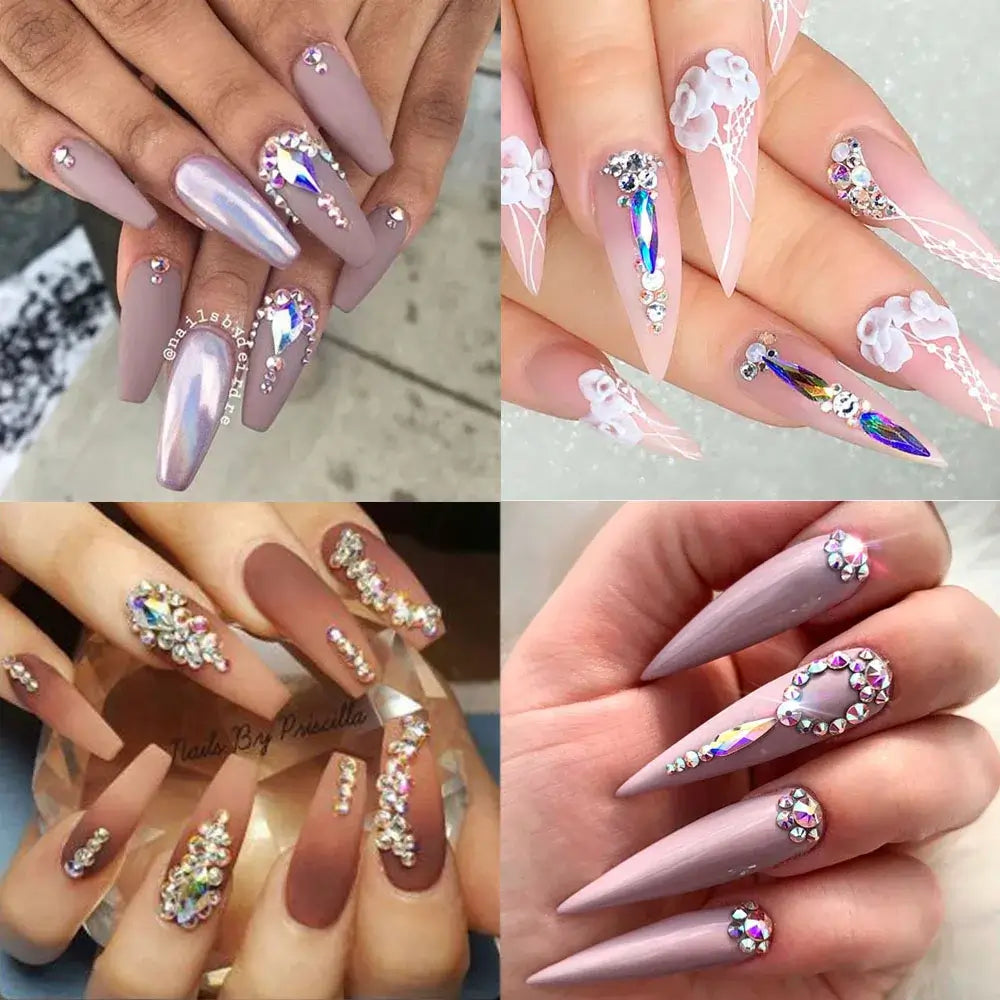 Raindrop Nail Rhinestones – Flatback Glitter Glass 3D Nail Charms