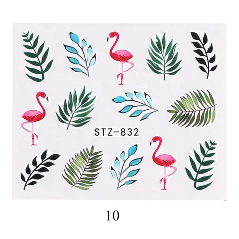 Nail Water Stickers – 3D Flower & Flamingo DIY Art