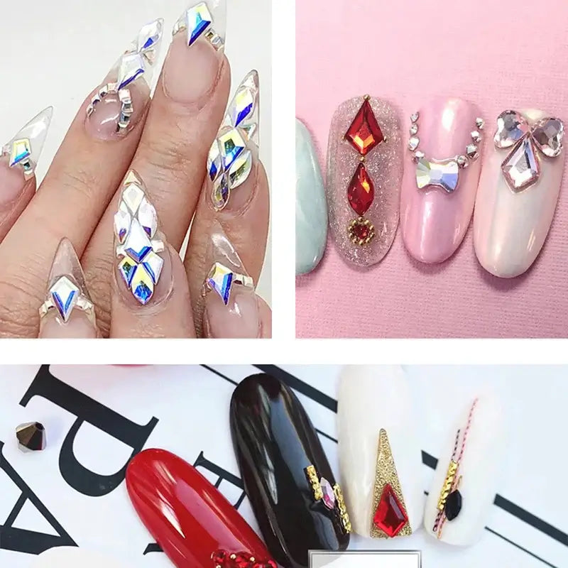 Arrow Shape Nail Art Rhinestones - Colorful 3D Gems