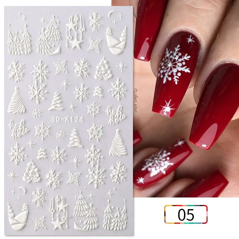 5D Snowflake Nail Stickers – Winter & Christmas Nail Art Decals