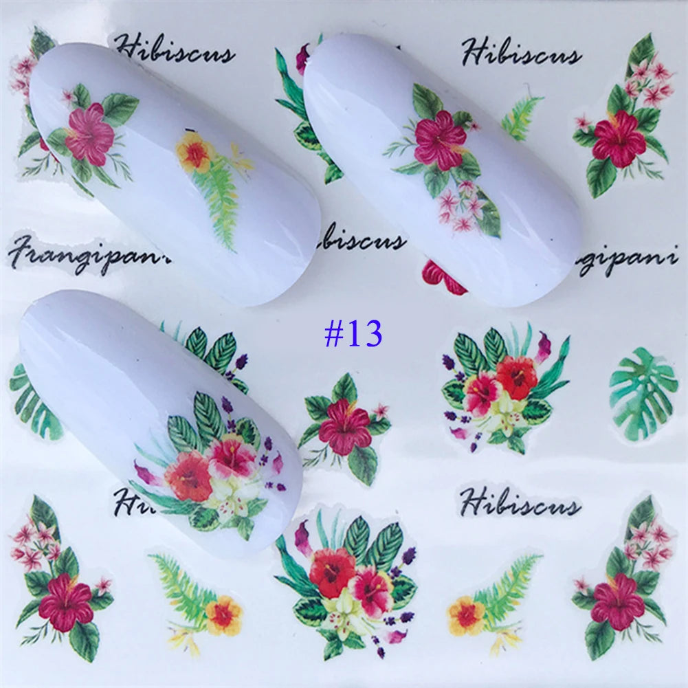 Nail Water Stickers – 3D Flower & Flamingo DIY Art