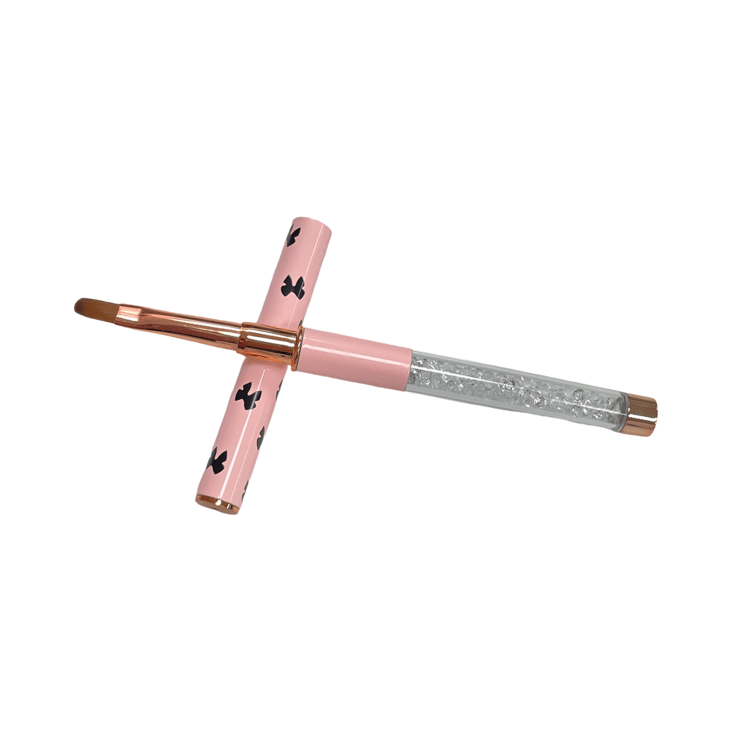 Flat Gel Nail Brush – Rose Pink Handle with Bowtie Detail