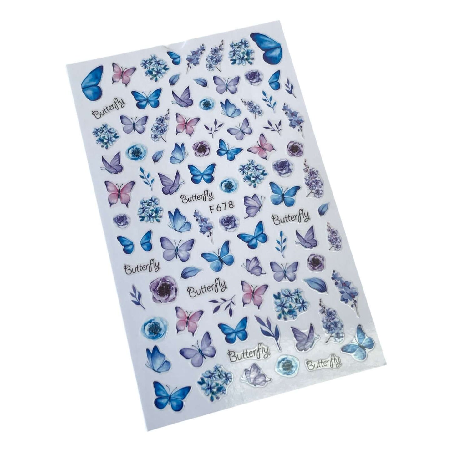 Mix Blue Butterfly Nail Stickers with Pink & Purple