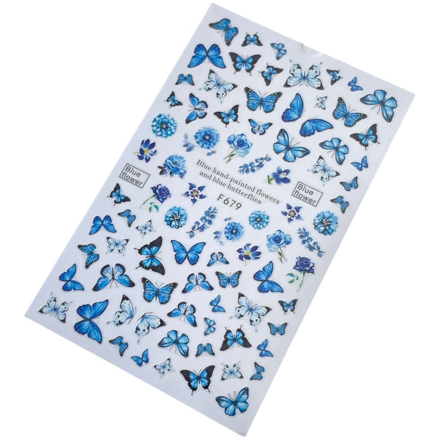 blue butterfly flower stickers