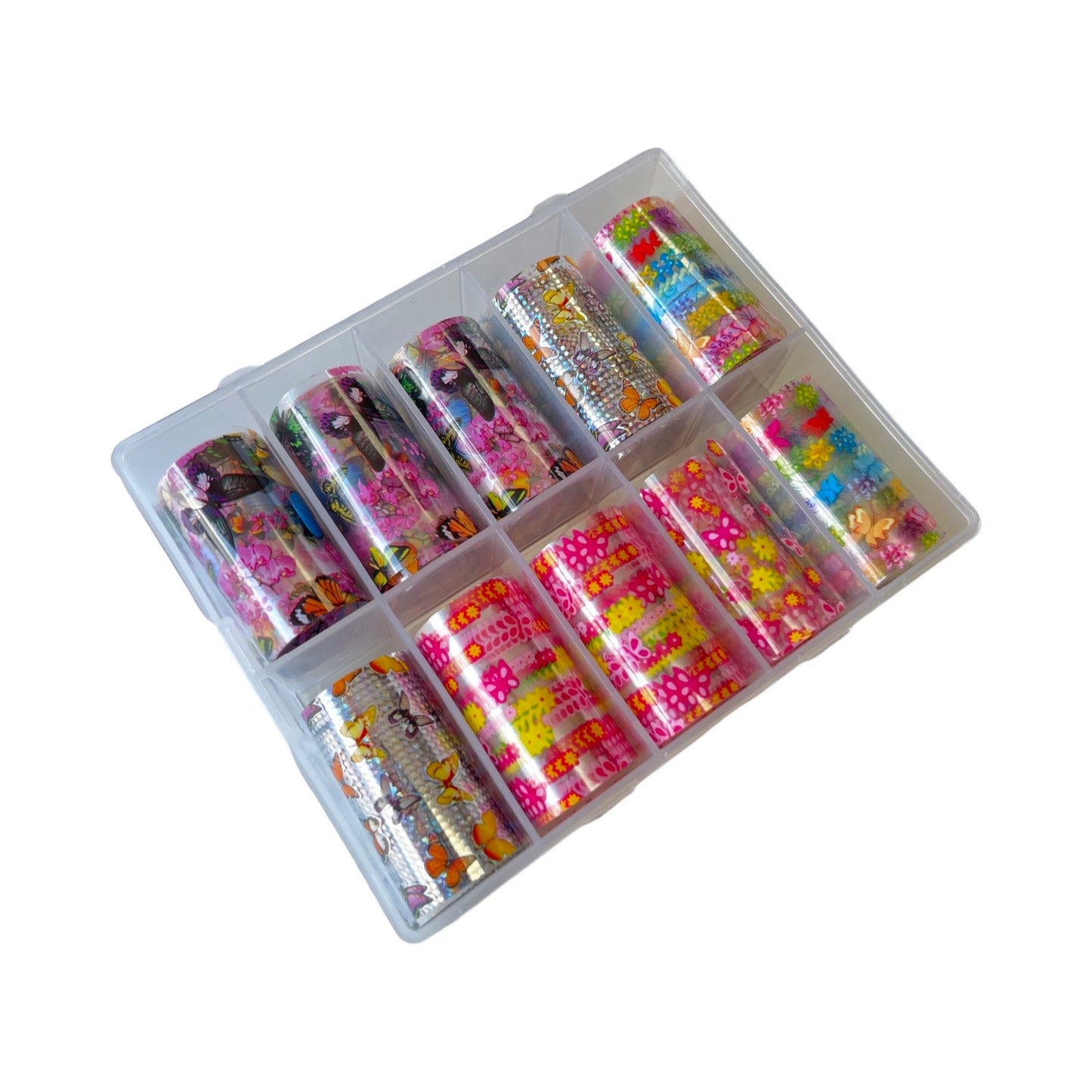Butterfly Foil Nail Art Box #105 – 10 Mixed Design Styles for DIY Manicure