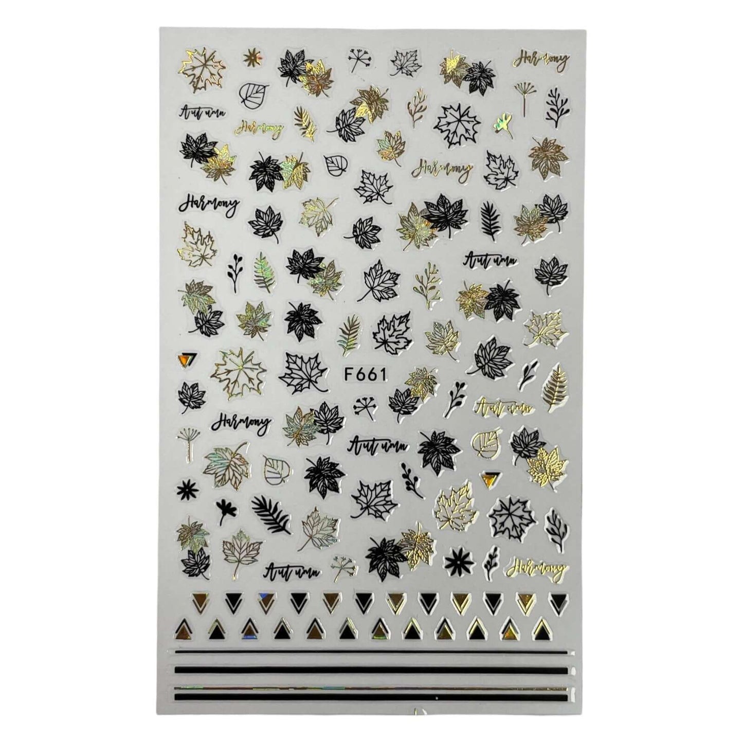 gold and black autumn leaf nail stickers