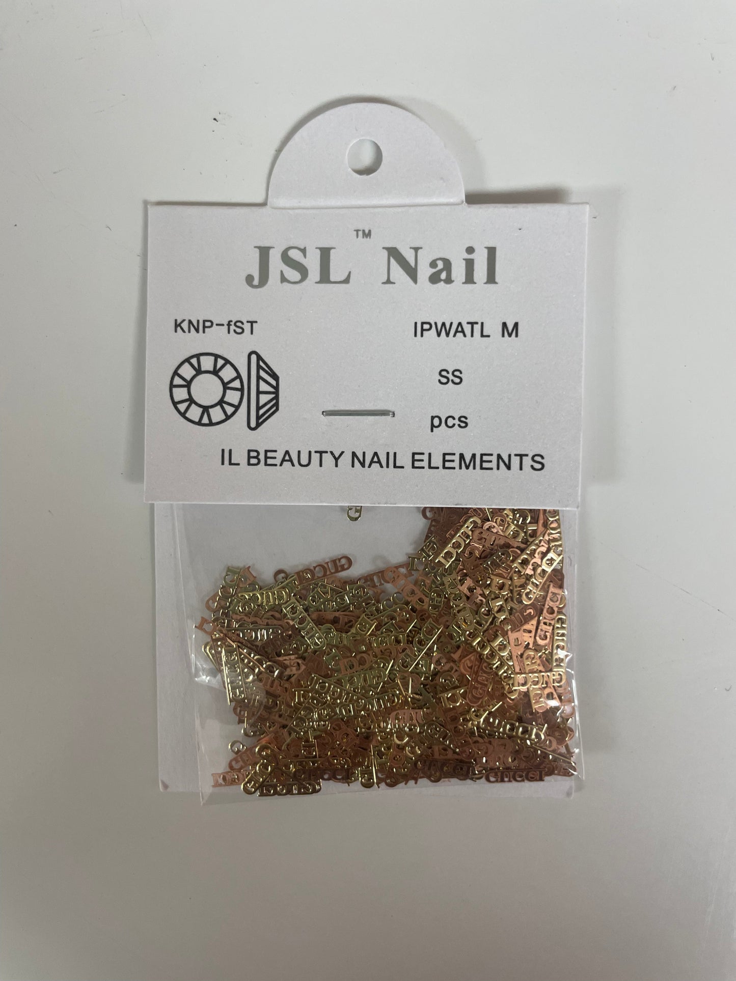 Gold “GG” Nail Sequins – Fashion Glitter for Nail Art Encapsulation