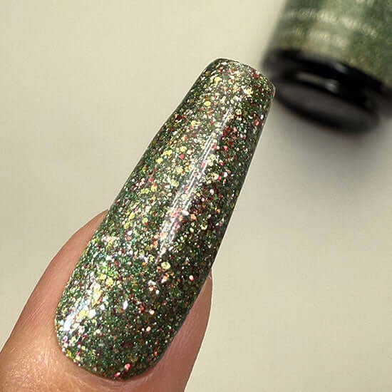 GREEN GLITTER GEL NAIL POLISH
