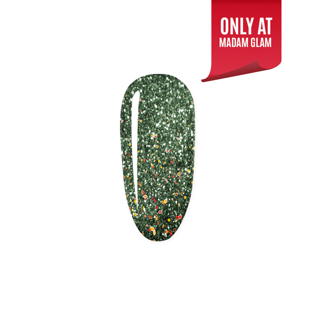 GREEN GLITTER GEL NAIL POLISH