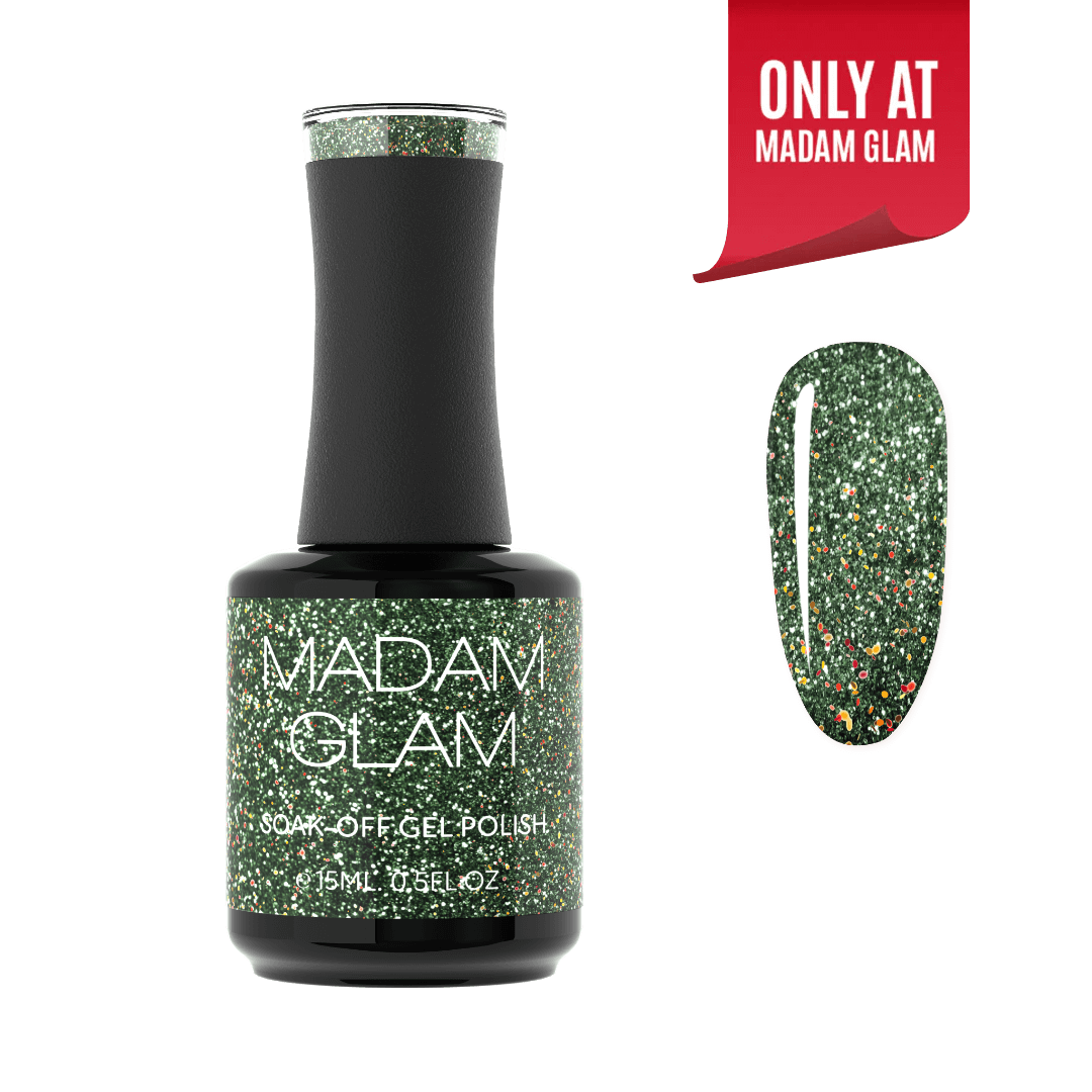 GREEN GLITTER GEL NAIL POLISH