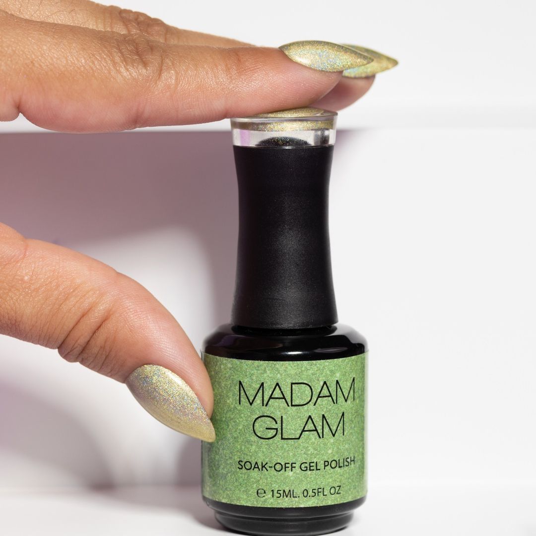 MADAM GLAM - Erudite - HOLOGRAPHIC GREEN GEL NAIL POLISH