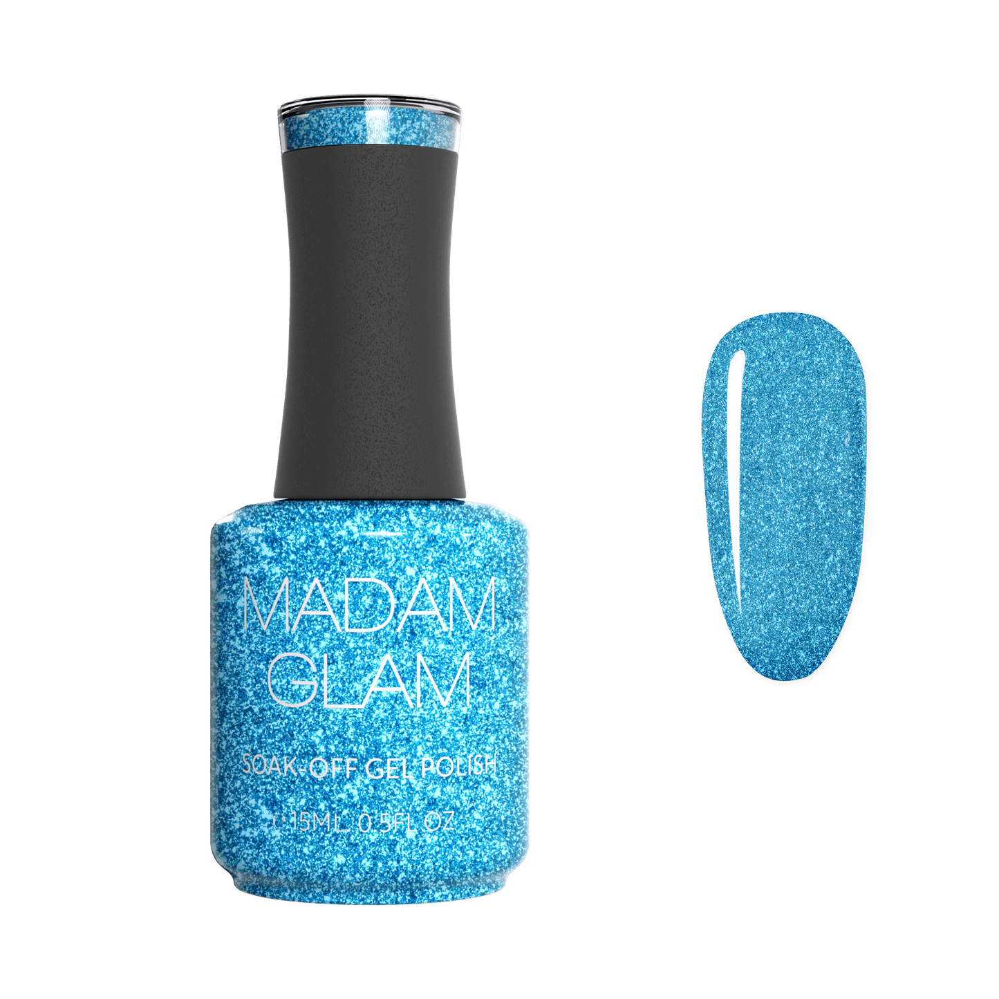 BLUE SPARKLE GEL NAIL POLISH - Aqua Shine - MADAM GLAM