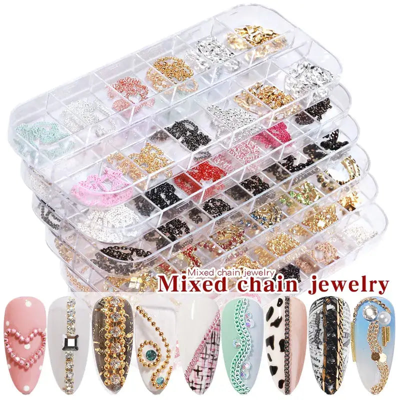 Mixed Style Nail Chain Jewelry – 3D Nail Art Chains