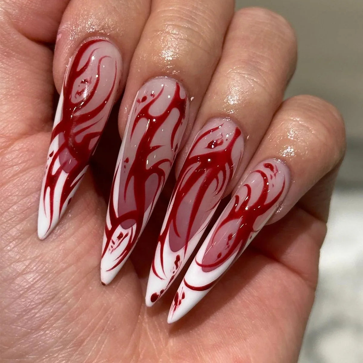 Halloween Spider & Skull False Nails – Purple Halo Press-On Nail Set with Glue