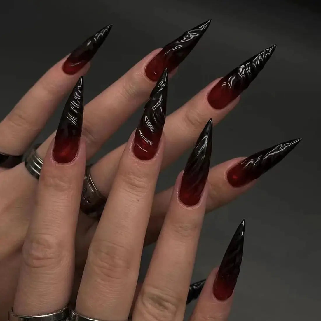 Halloween Spider & Skull False Nails – Purple Halo Press-On Nail Set with Glue