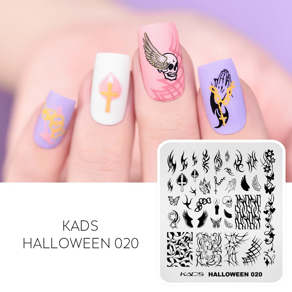 Halloween Nail Stamping Plate – Skull, Bat & Pumpkin Nail Art Designs