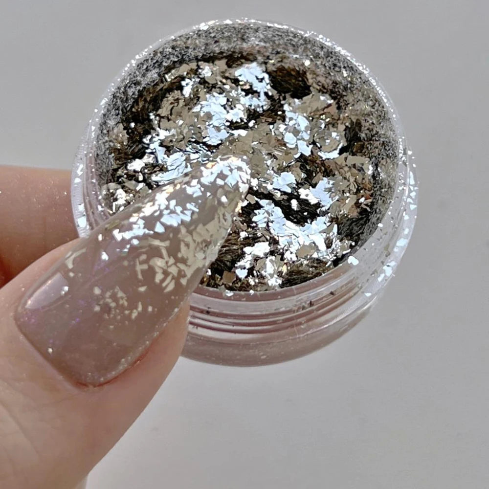 Silver Chrome Nail Powder – 1g Mirror Effect Pigment for Metallic Nails