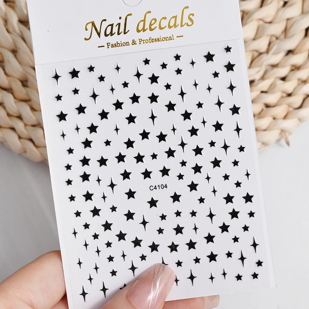 1pcs Star-Themed 3D Glitter Nail Stickers – Anime Rectangle DIY Nail Art Decals