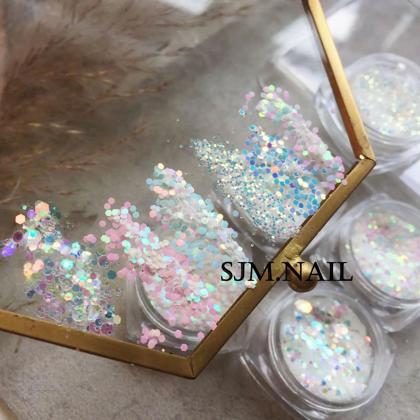 6Box Iridescent Mirror Nail Glitter Sequins Set
