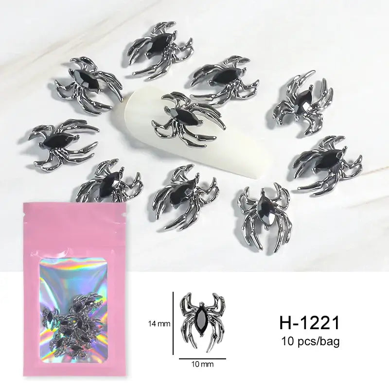 Halloween Nail Charms – 3D Ghost, Skull, Pumpkin in Gold/Silver