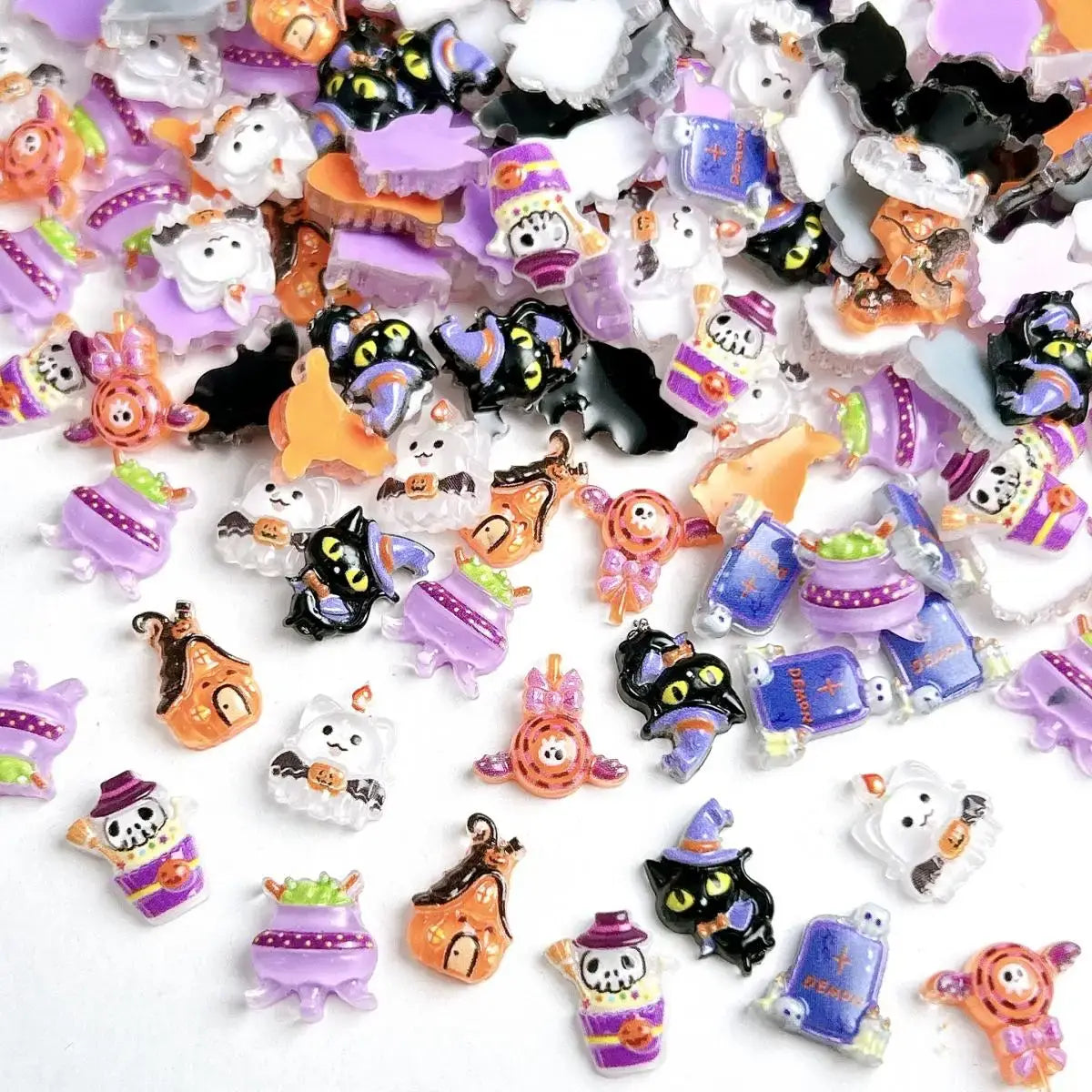 3D Halloween Resin Nail Charms – Ghost, Pumpkin, Cat, House